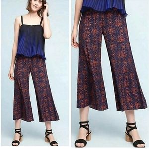 Anthropologie Elevenses Paisley Crop Bell Flare Party Festival Pants Sz 2